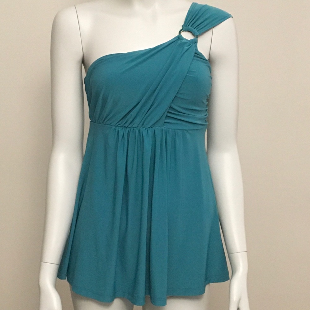 Express One Shoulder Teal Top